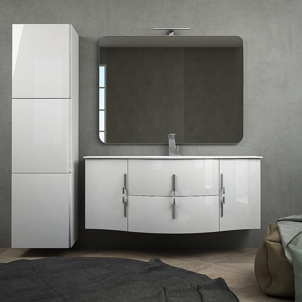 Mobile da bagno Praga 140 bianco lucido cm con vasca centrale sospeso Arcshop