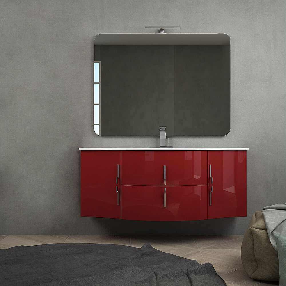 Mobile bagno rosso lucido sospeso Praga 140 cm Arcshop