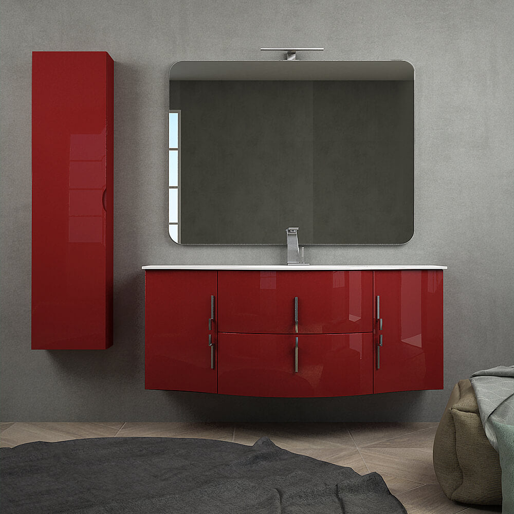 Mobile bagno rosso lucido sospeso Praga 140 cm Arcshop