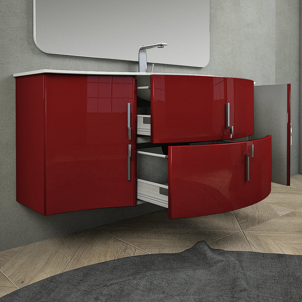 Mobile bagno rosso lucido sospeso Praga 140 cm Arcshop