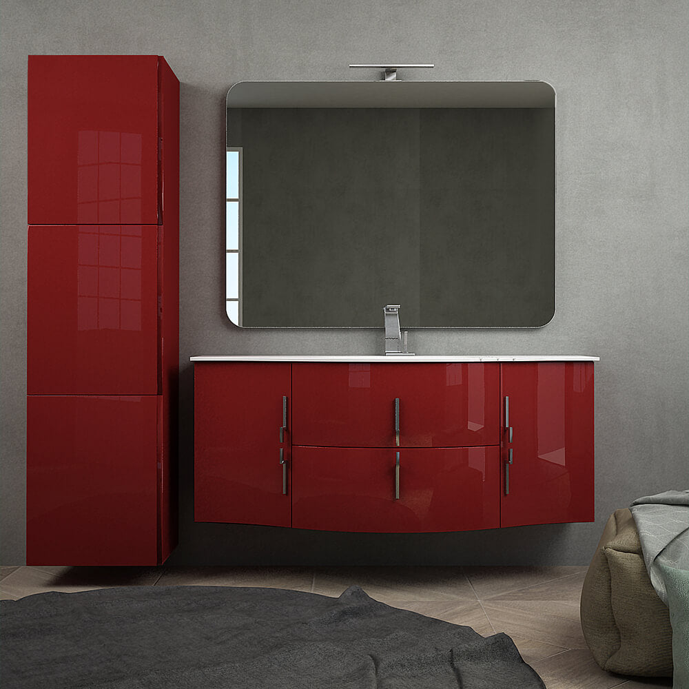 Mobile bagno rosso lucido sospeso Praga 140 cm Arcshop