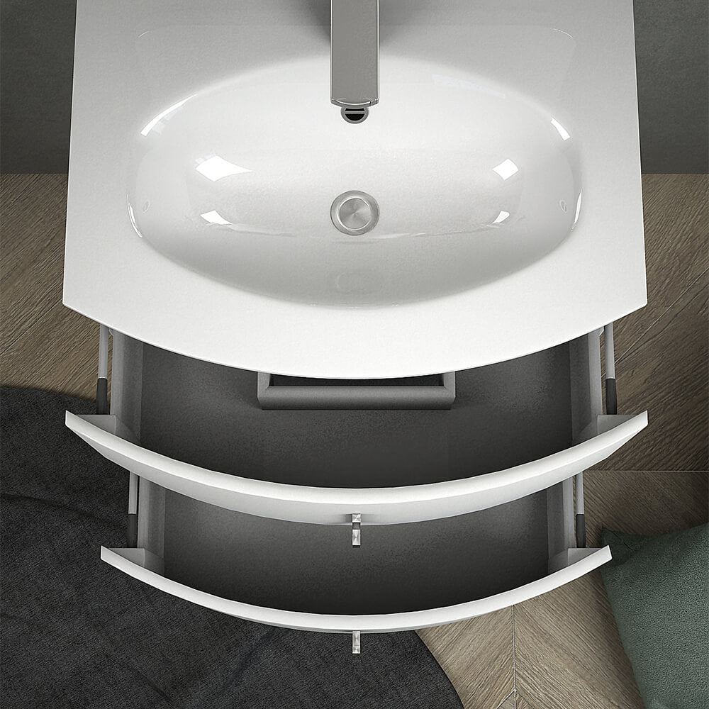 Mobile da bagno sospeso bianco lucido 70 cm Arcshop