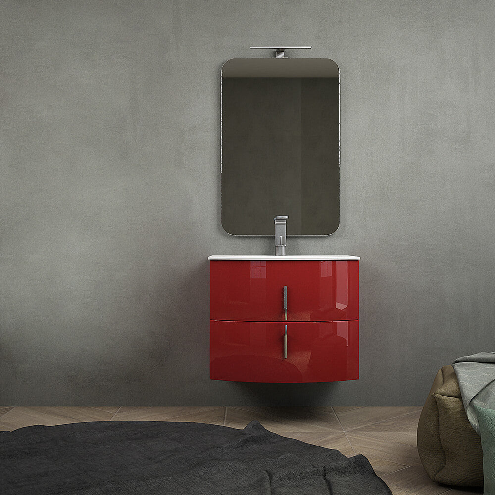 Mobile da bagno rosso lucido 70 cm sospeso