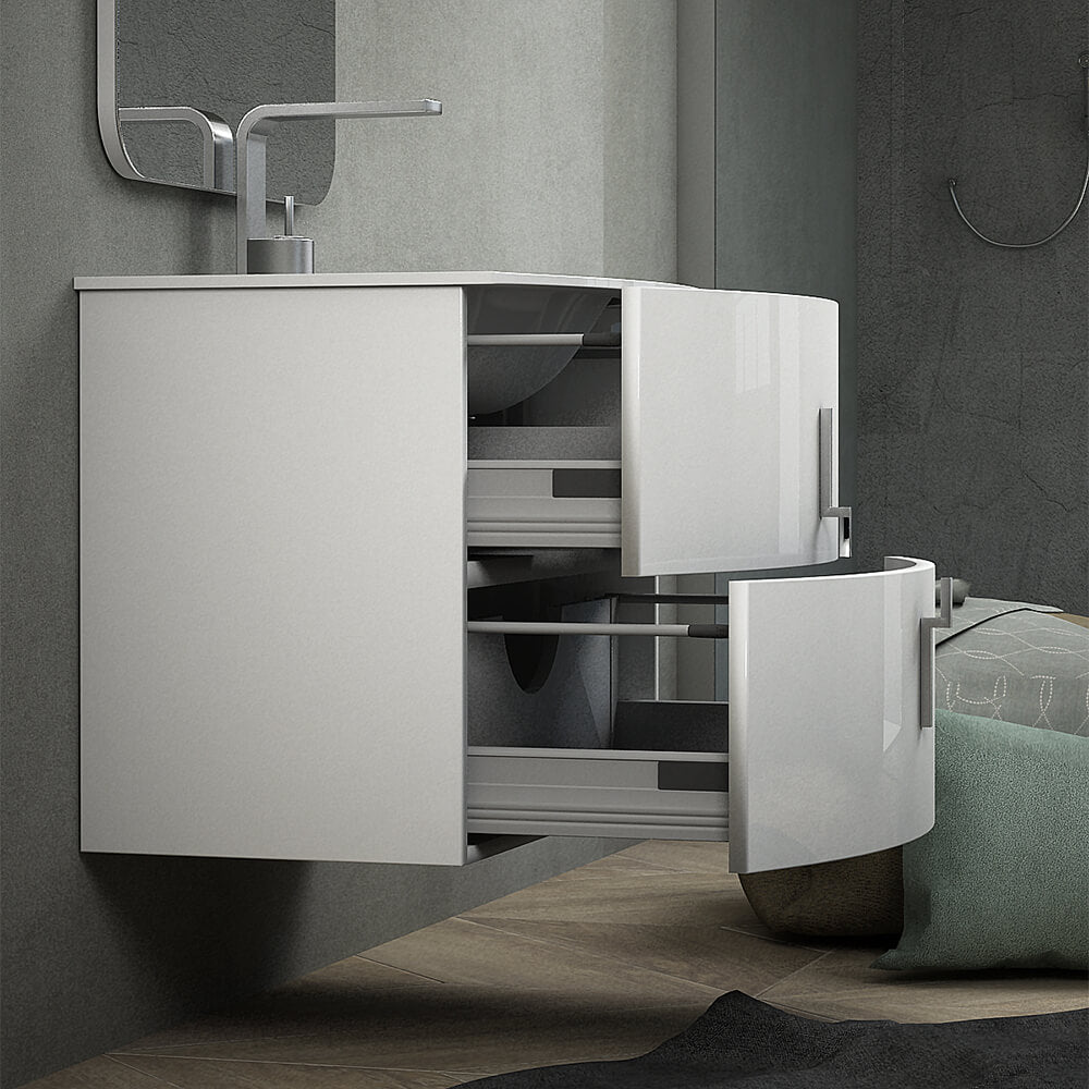 Mobile da bagno sospeso bianco lucido 70 cm Arcshop