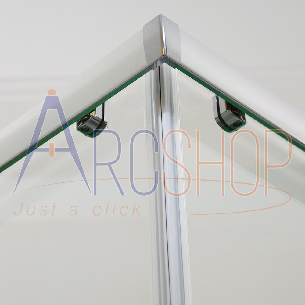 Box doccia 80X100 H195 da 6mm profilo in alluminio cromo e cristallo trasparente Arcshop