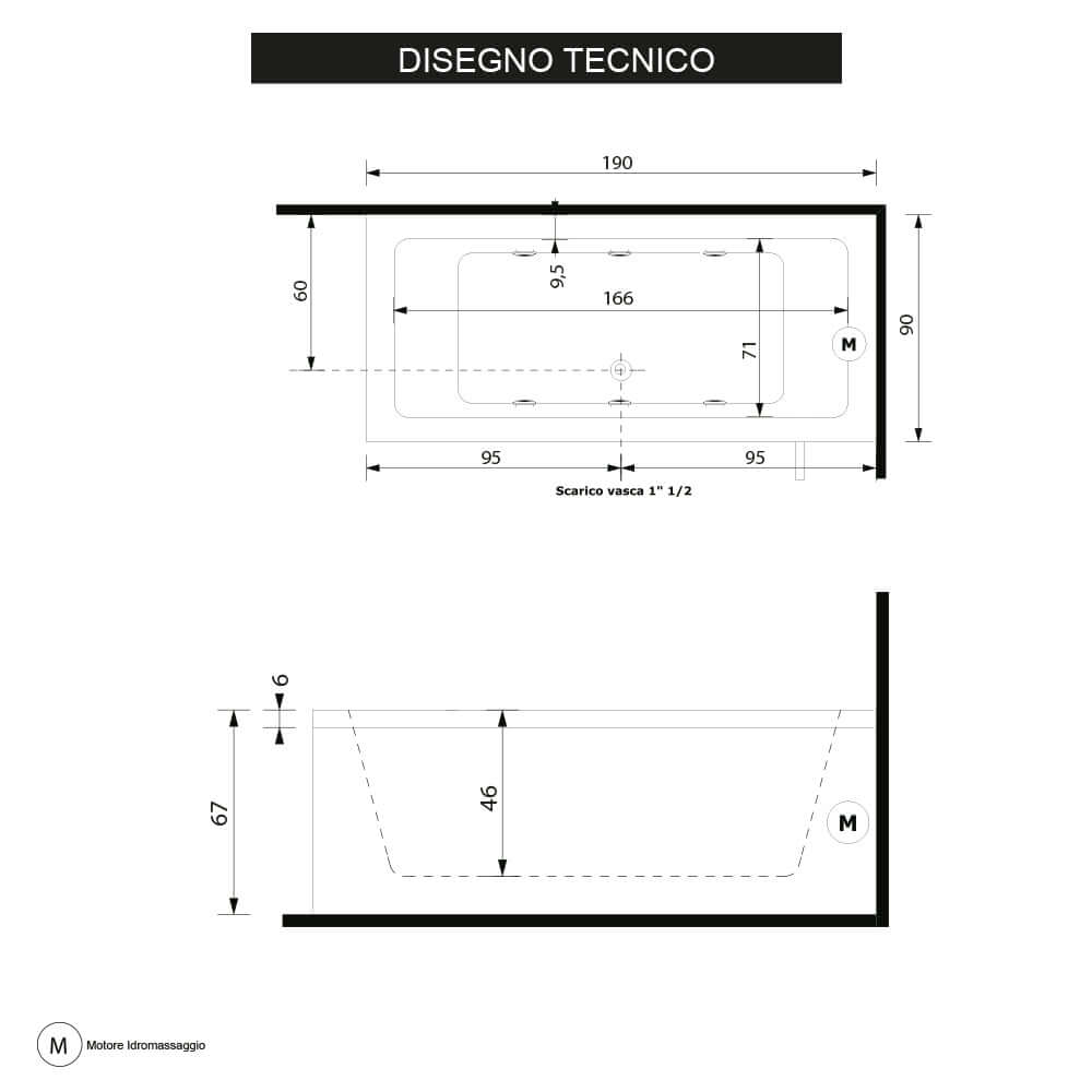 Quadra 199 vasca da bagno 190 X 90 cm Treesse Arcshop