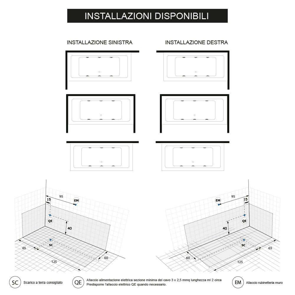 Quadra 199 vasca da bagno 190 X 90 cm Treesse Arcshop