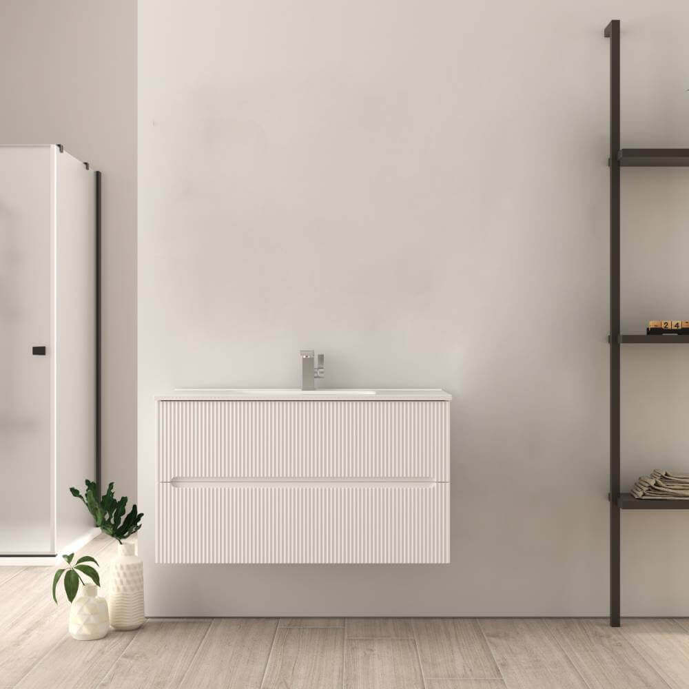 Mobile bagno cannettato bianco opaco 100 cm Riga Arcshop