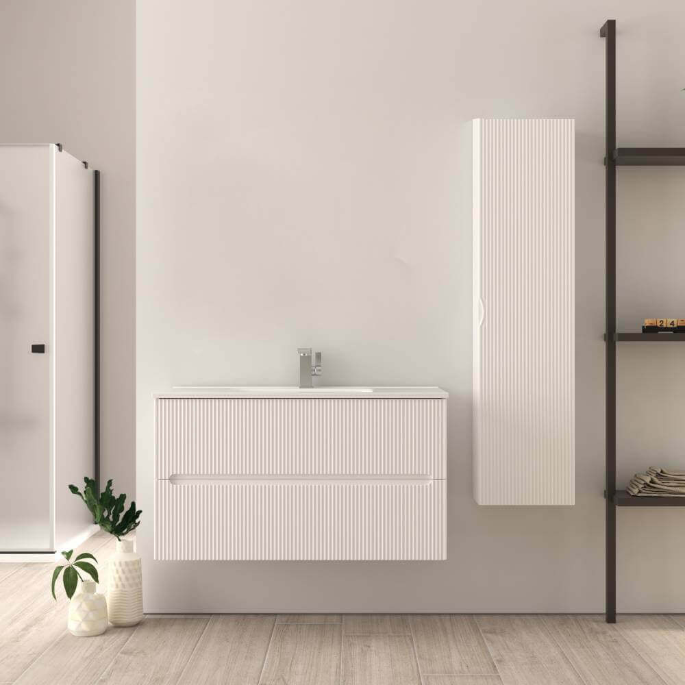 Mobile bagno cannettato bianco opaco 100 cm Riga Arcshop