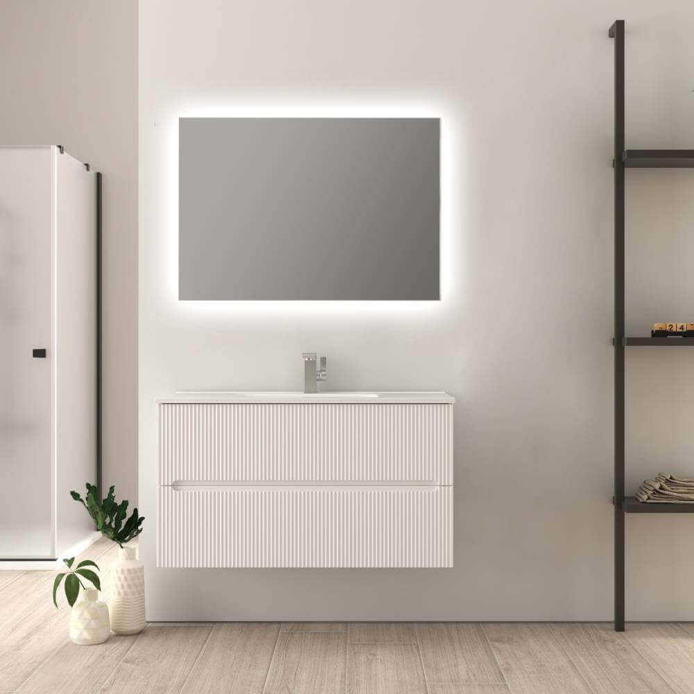 Mobile bagno cannettato bianco opaco 100 cm Riga Arcshop