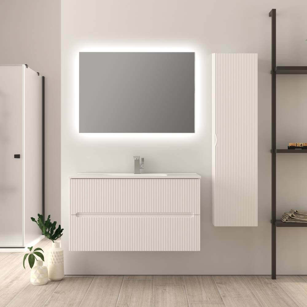 Mobile bagno cannettato bianco opaco 100 cm Riga Arcshop