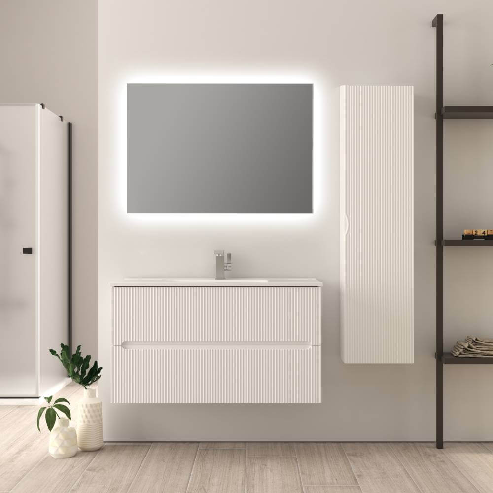Mobile bagno cannettato bianco opaco 100 cm Riga - Arcshop
