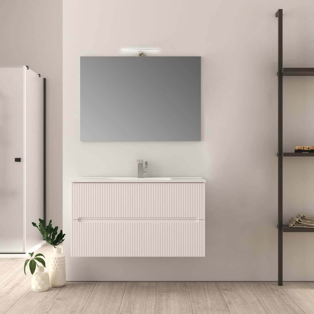 Mobile bagno cannettato bianco opaco 100 cm Riga Arcshop