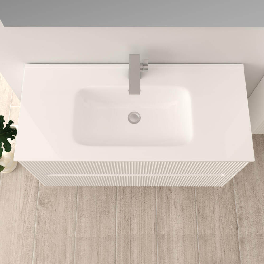 Mobile bagno cannettato bianco opaco 100 cm Riga