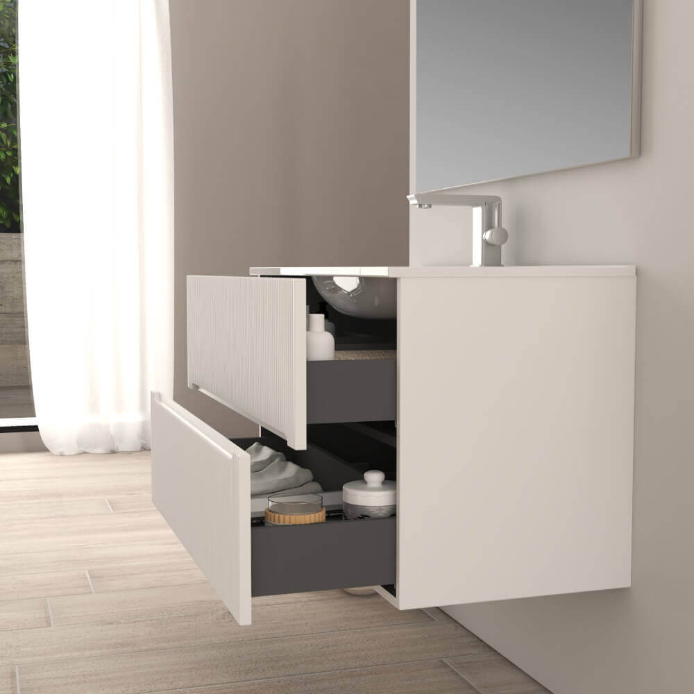 Mobile bagno cannettato bianco opaco 100 cm Riga Arcshop