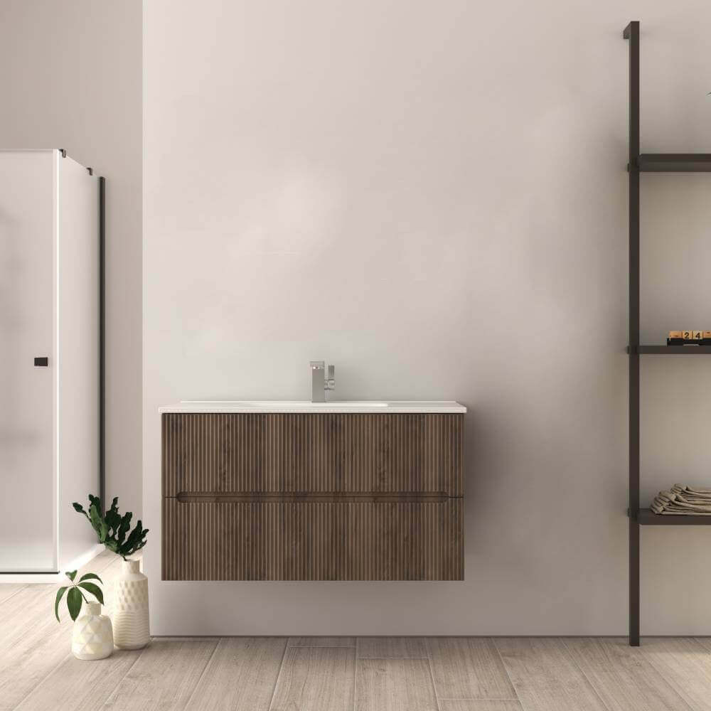Mobile da bagno Noce 100 cm cannettato Riga Arcshop