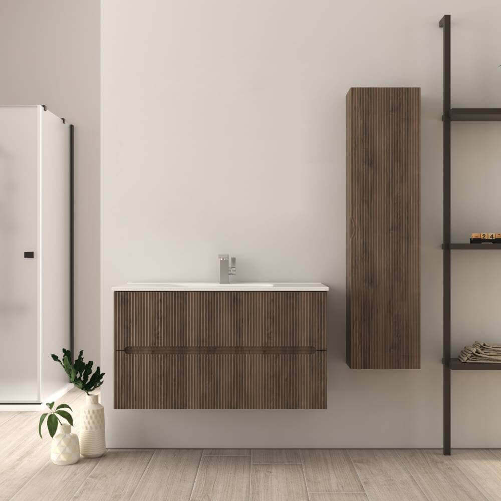 Mobile da bagno Noce 100 cm cannettato Riga Arcshop