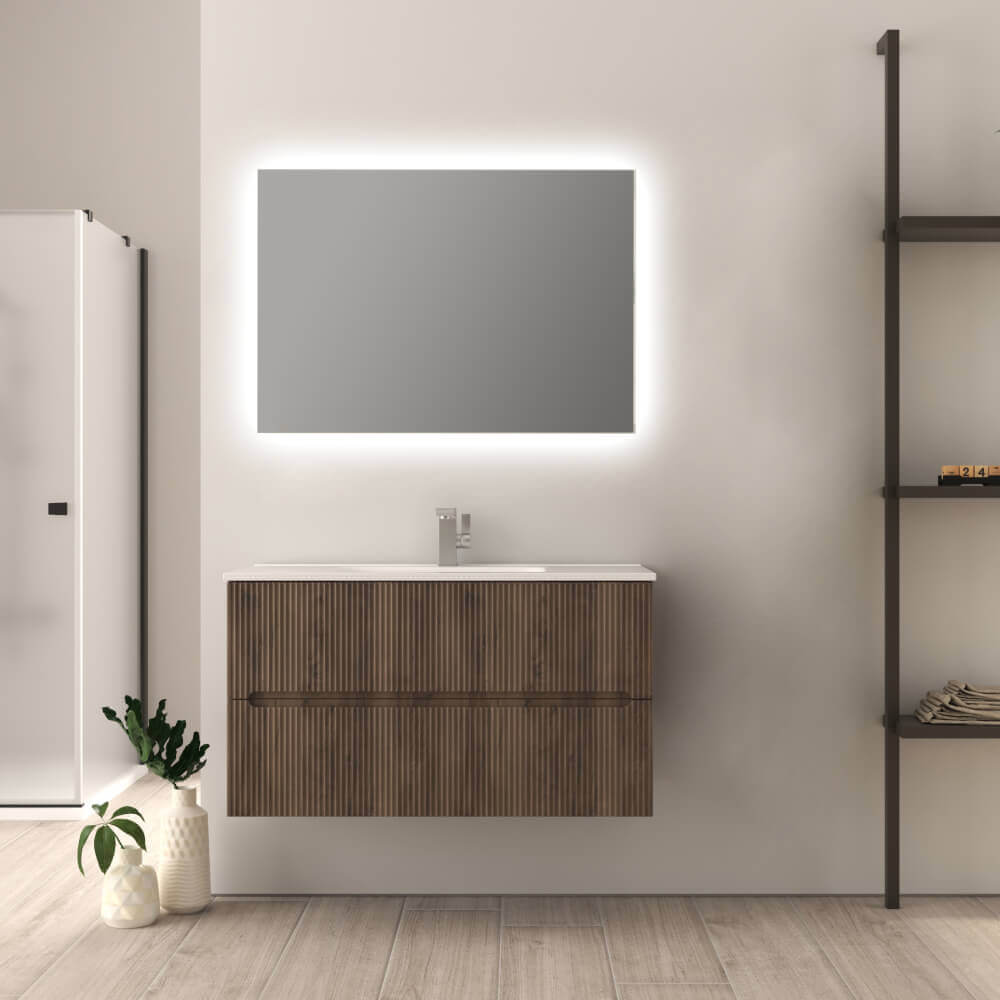 Mobile da bagno Noce 100 cm cannettato Riga Arcshop