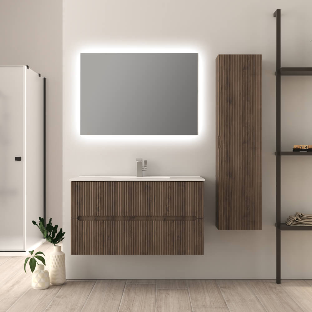 Mobile da bagno Noce 100 cm cannettato Riga Arcshop