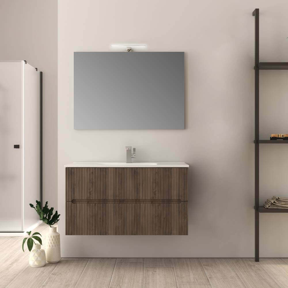 Mobile da bagno Noce 100 cm cannettato Riga Arcshop