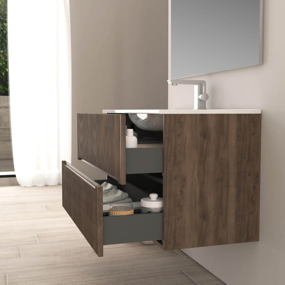 Mobile da bagno Noce 100 cm cannettato Riga Arcshop