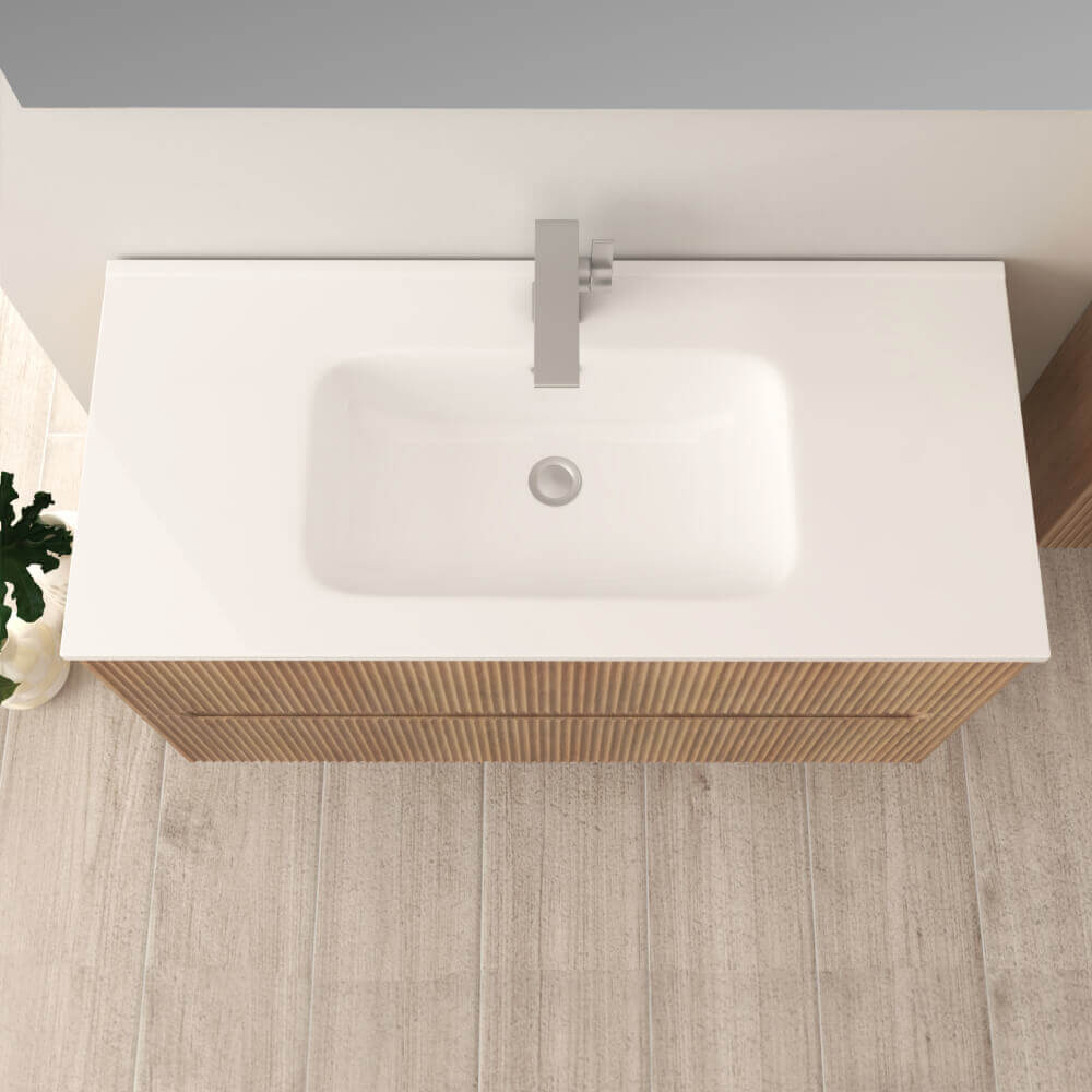 Mobile da bagno cannettato 100 cm rovere tabacco Riga