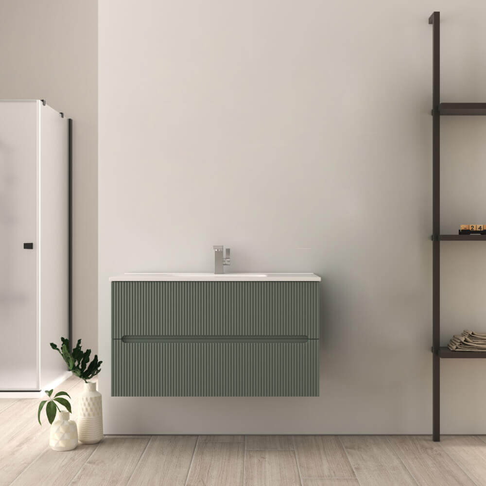 Mobile bagno verde opaco 100 cm cannettato Riga Arcshop