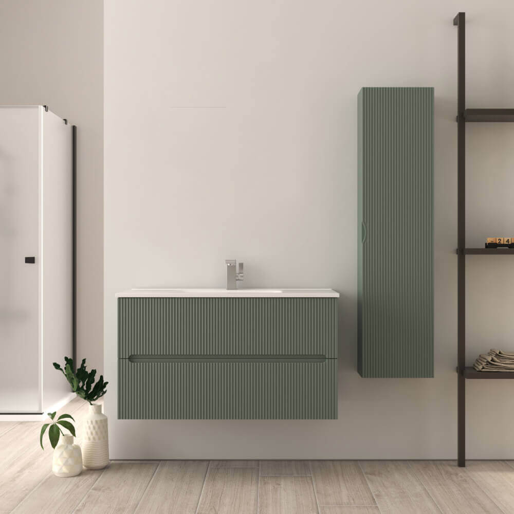 Mobile bagno verde opaco 100 cm cannettato Riga Arcshop