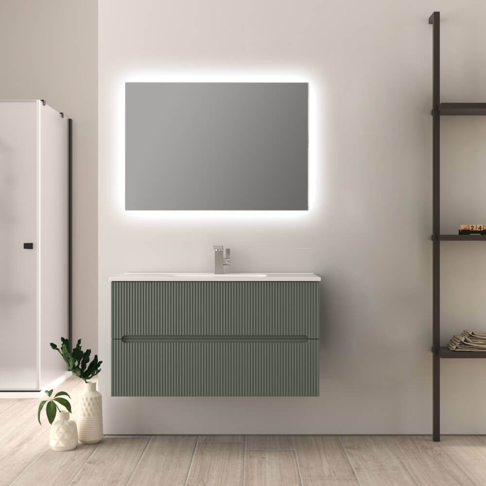 Mobile bagno verde opaco 100 cm cannettato Riga Arcshop