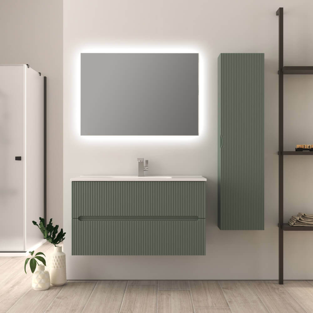 Mobile bagno verde opaco 100 cm cannettato Riga Arcshop