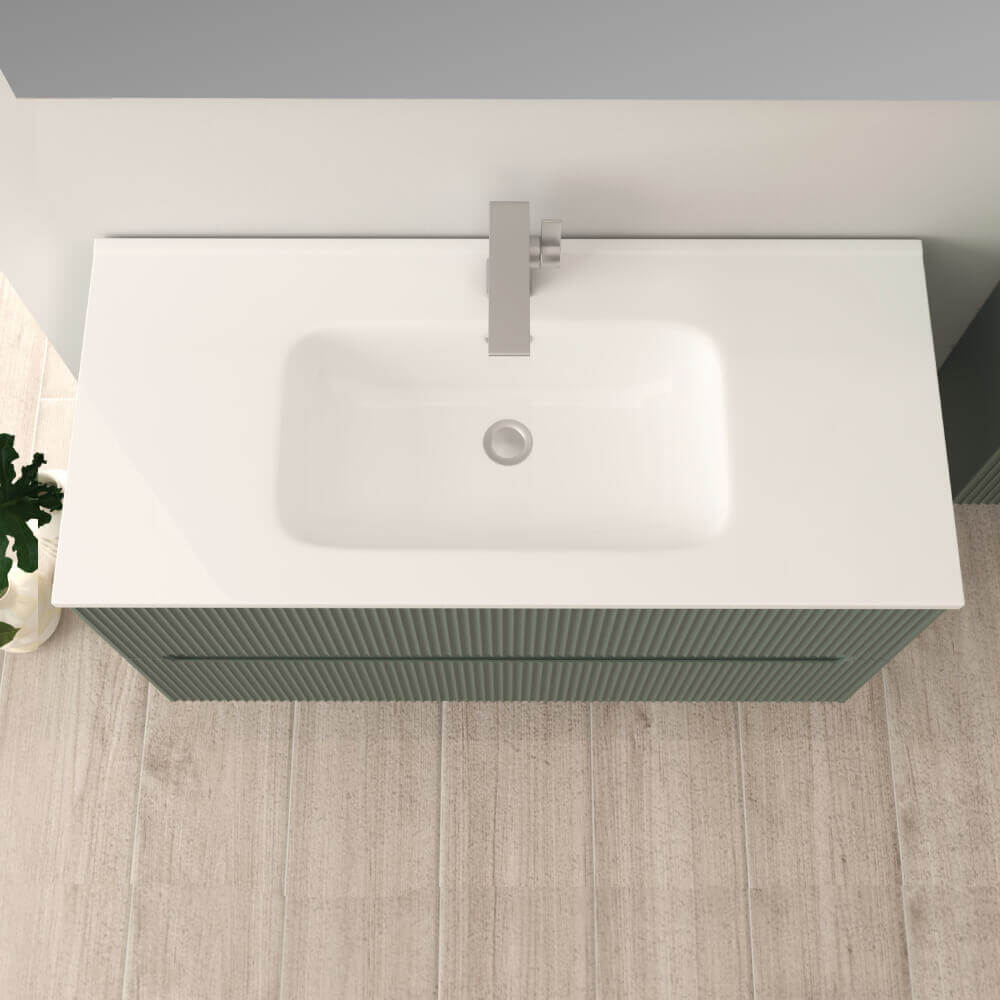 Mobile bagno verde opaco 100 cm cannettato Riga