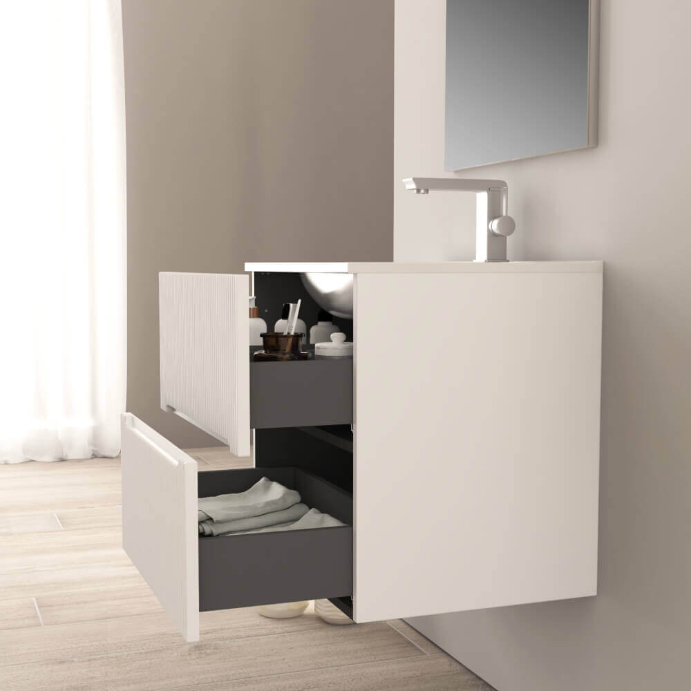 Mobile bagno cannettato 60 cm Bianco Opaco Riga