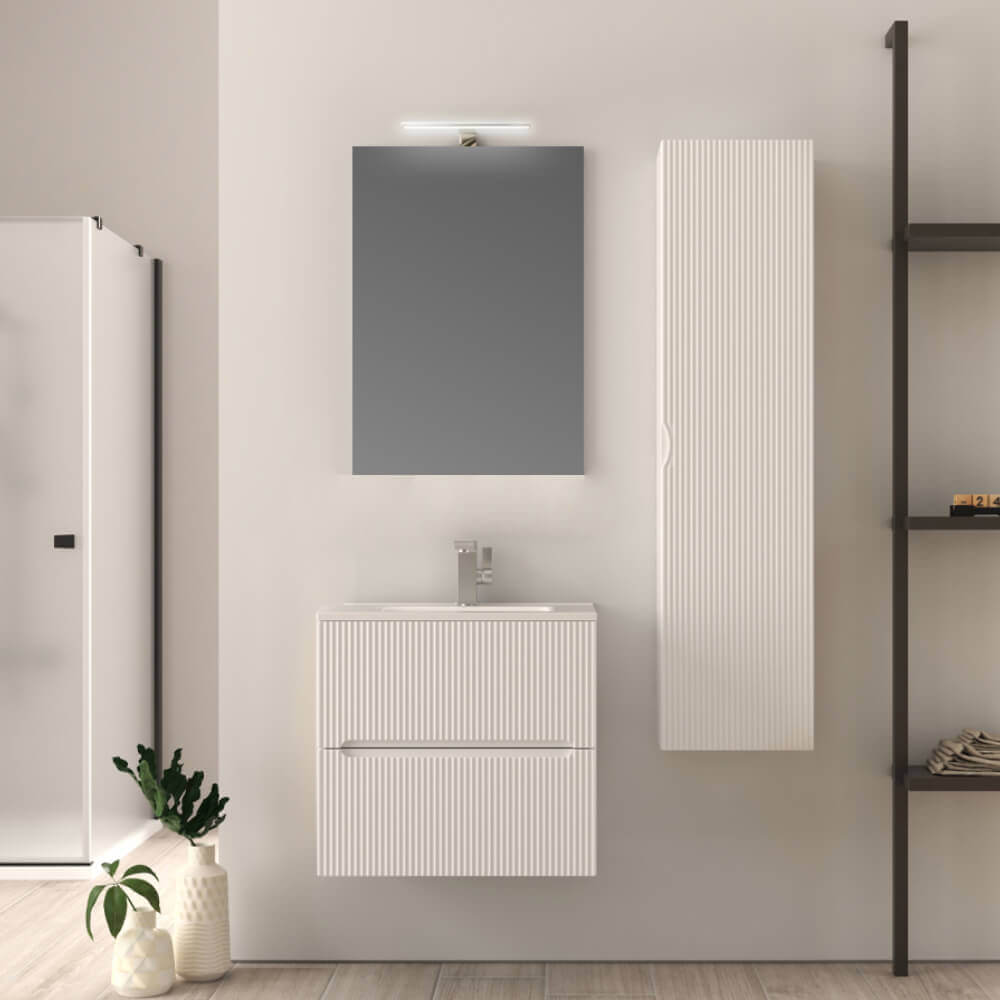 Mobile bagno cannettato 60 cm Bianco Opaco Riga - Arcshop