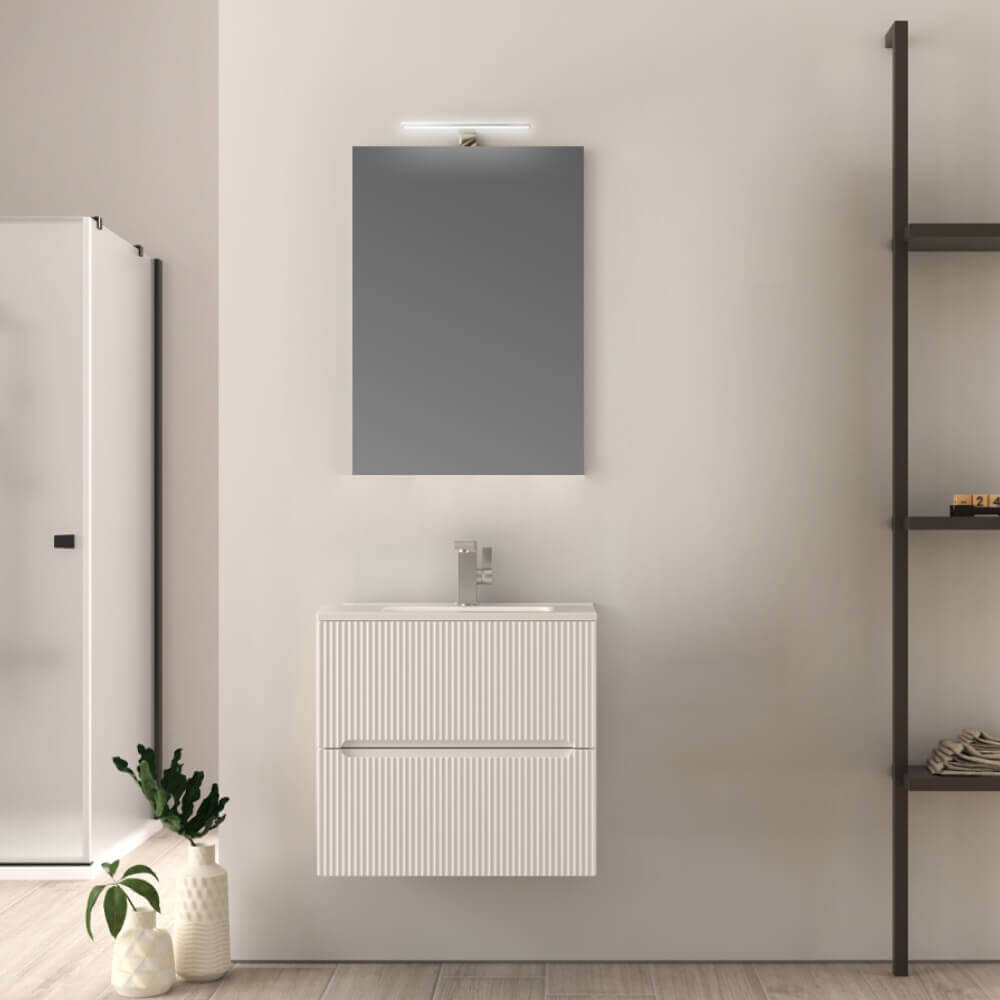 Mobile bagno cannettato 60 cm Bianco Opaco Riga - Arcshop