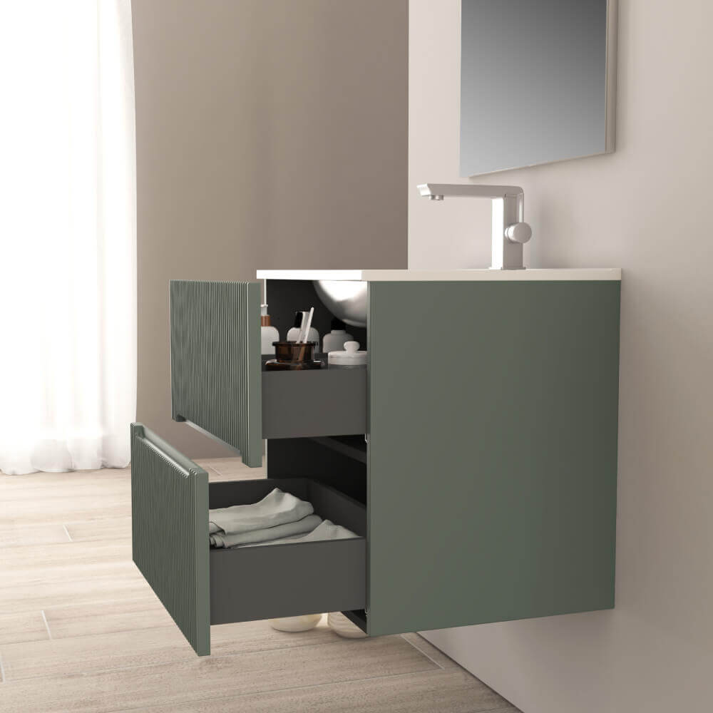 Mobile bagno 60 cm cannettato Verde Opaco Riga