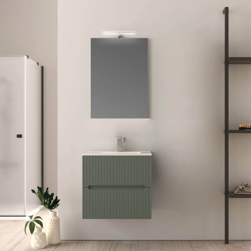 Mobile bagno 60 cm cannettato Verde Opaco Riga Arcshop