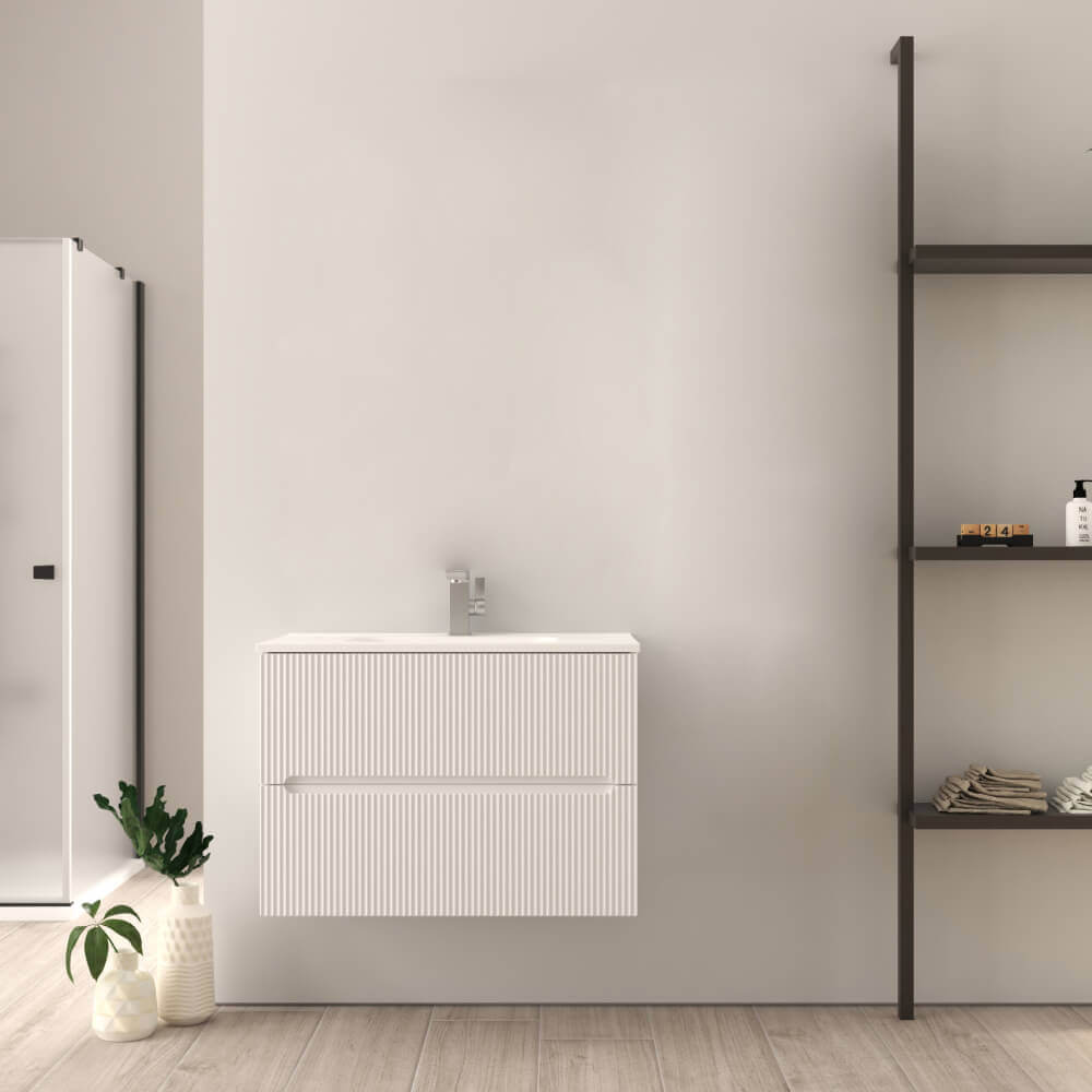 Mobile bagno 80 cm bianco opaco cannettato Riga Arcshop