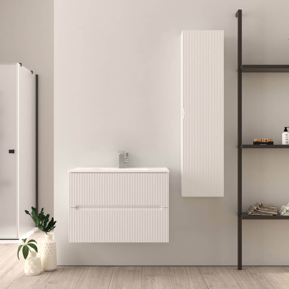 Mobile bagno 80 cm bianco opaco cannettato Riga Arcshop