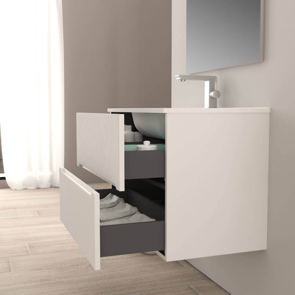 Mobile bagno 80 cm bianco opaco cannettato Riga Arcshop