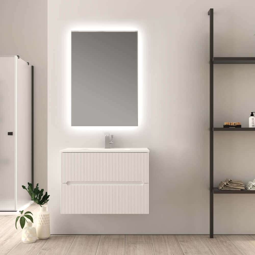Mobile bagno 80 cm bianco opaco cannettato Riga Arcshop