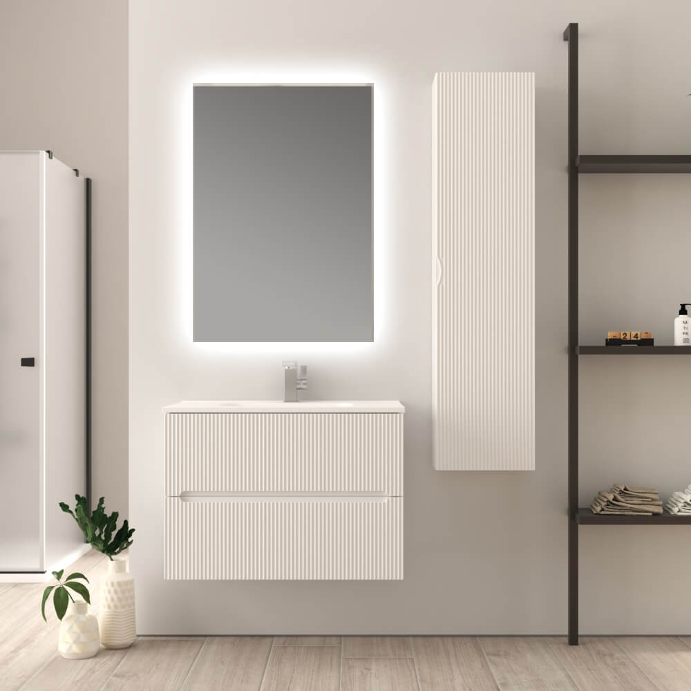 Mobile bagno 80 cm bianco opaco cannettato Riga Arcshop