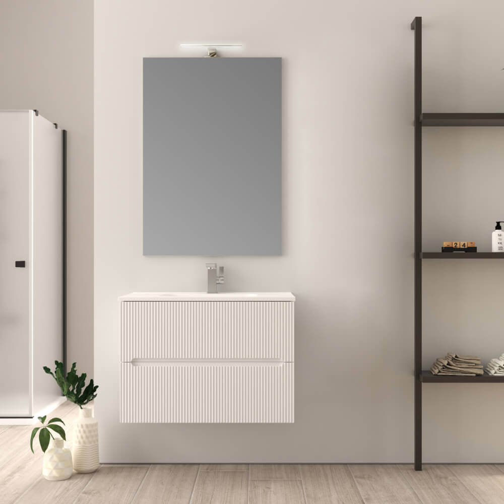 Mobile bagno 80 cm bianco opaco cannettato Riga Arcshop