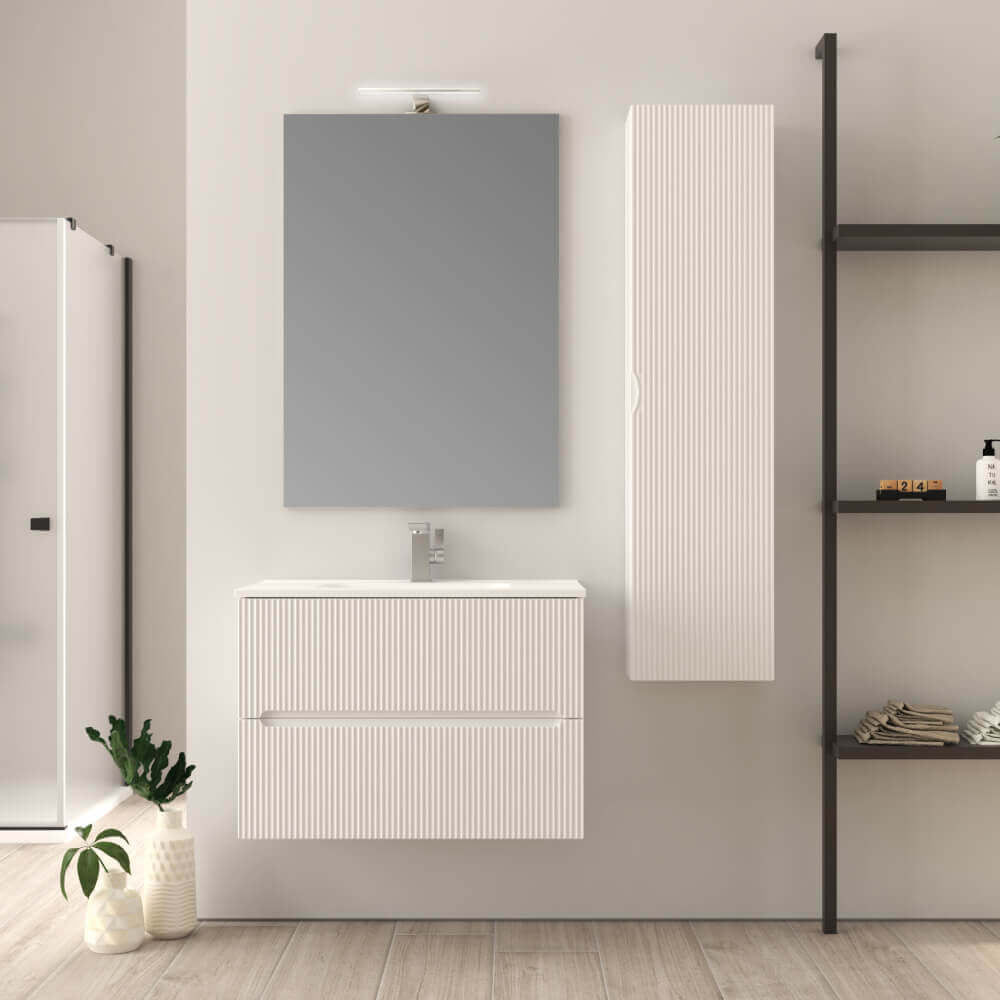 Mobile bagno 80 cm bianco opaco cannettato Riga Arcshop