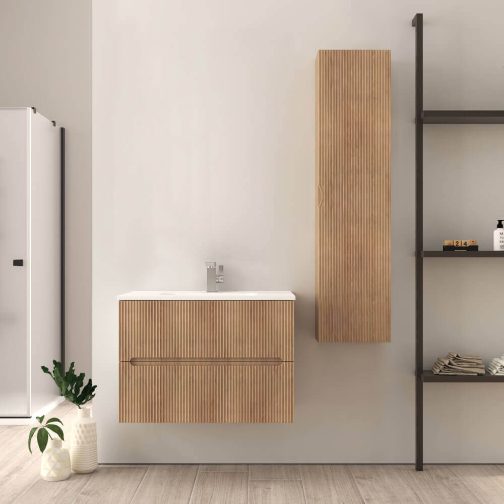 Mobile bagno 80 cm cannettato rovere tabacco Riga Arcshop