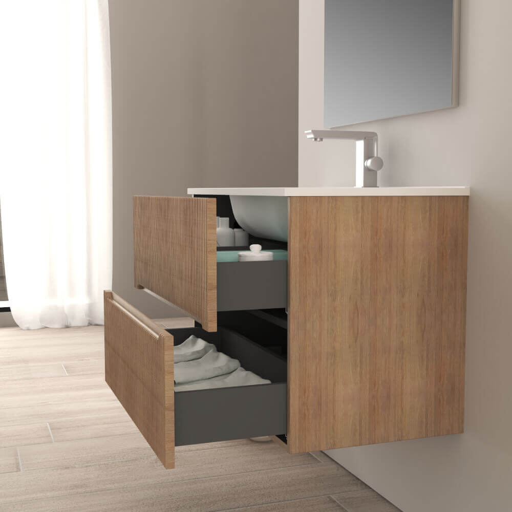 Mobile bagno 80 cm cannettato rovere tabacco Riga Arcshop