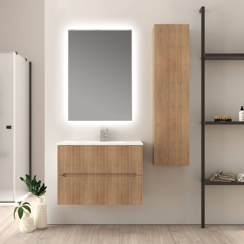 Mobile bagno 80 cm cannettato rovere tabacco Riga Arcshop