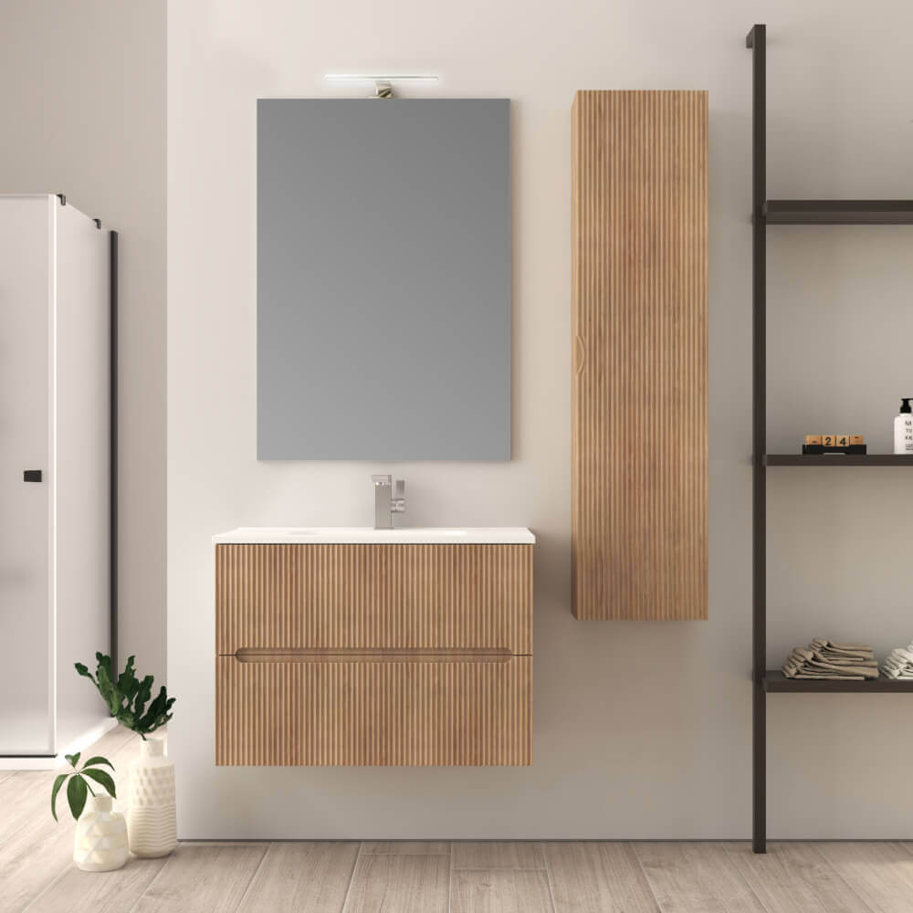 Mobile bagno 80 cm cannettato rovere tabacco Riga Arcshop