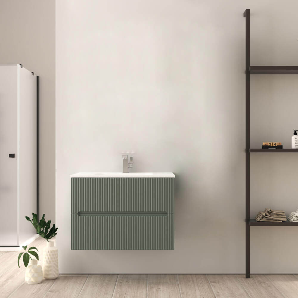Mobile da bagno verde opaco cannettato 80 cm Riga Arcshop