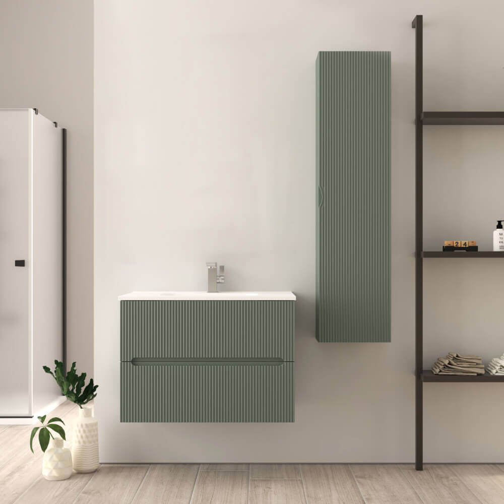 Mobile da bagno verde opaco cannettato 80 cm Riga Arcshop
