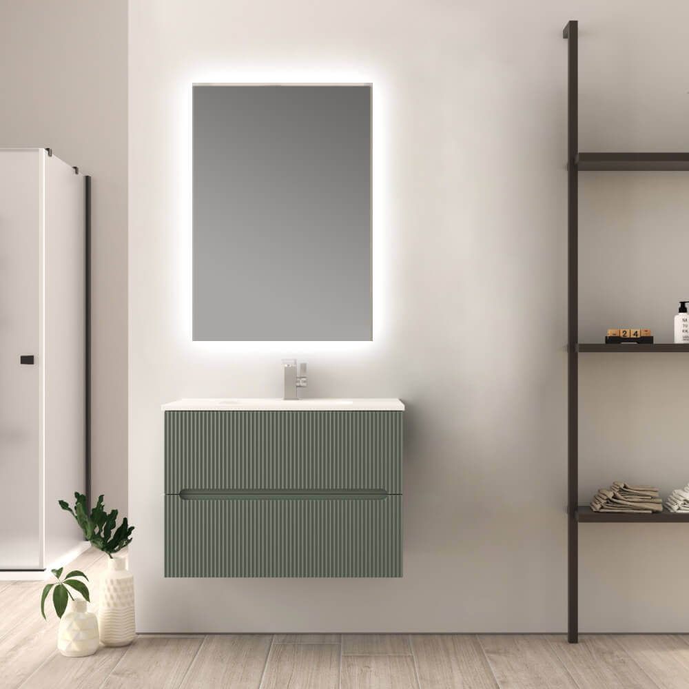 Mobile da bagno verde opaco cannettato 80 cm Riga Arcshop